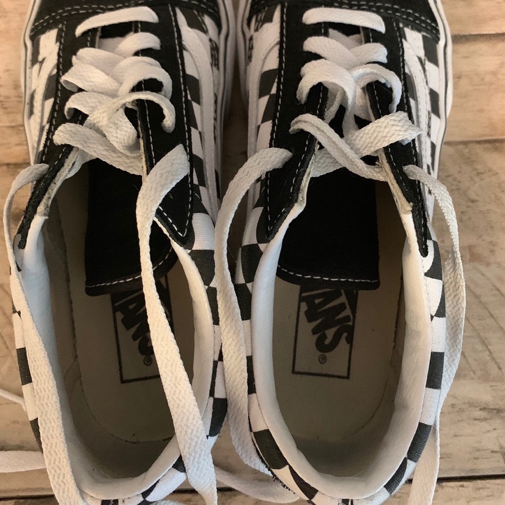 Authentic Black and White Checkered Platform Vans